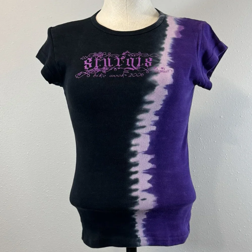 Sturgis Bike Week 2006 Tie-Dye T-Shirt Womens Sz Small Purple Black Short Sleeve - Picture 1 of 14
